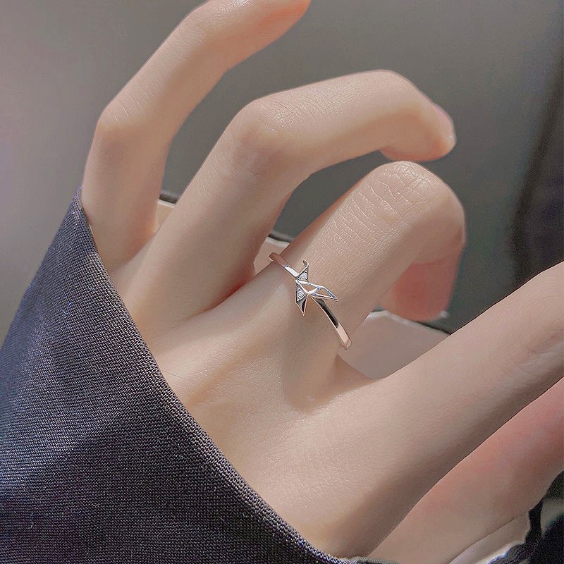 แหวน Elegant Bird Crystal Silver Ring Fashion Thousand Paper Cranes Party Finger Rings for Women Jewelry Gift