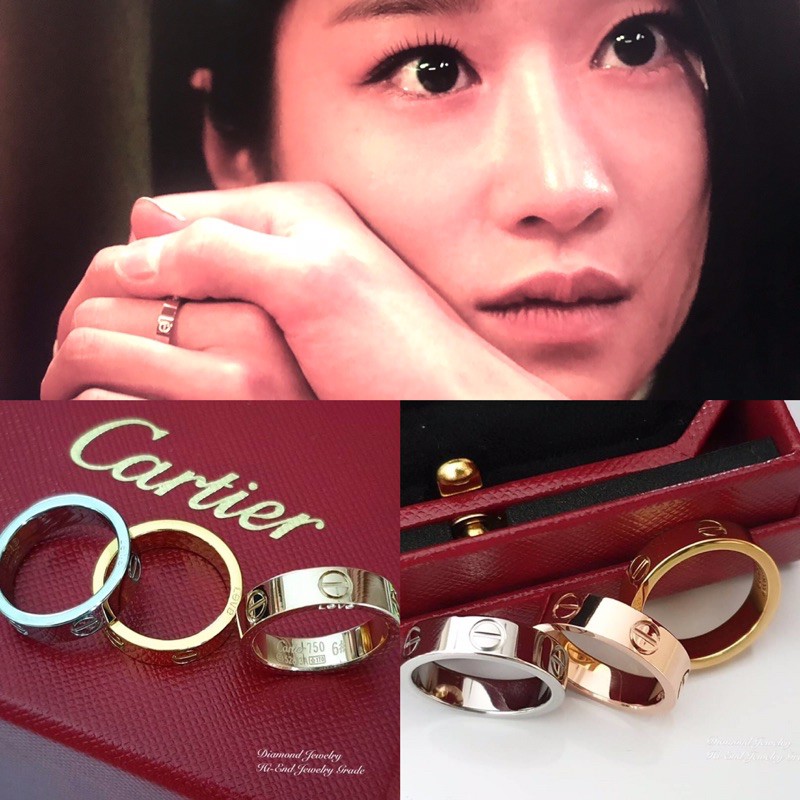แหวน Love แบรนด์ หน้าโลโก้ล้วน งานสแตนเลสแท้ CT  รุ่นไม่มีเพชร สีพิ้ง/ทอง/เงิน หน้า 6 มม