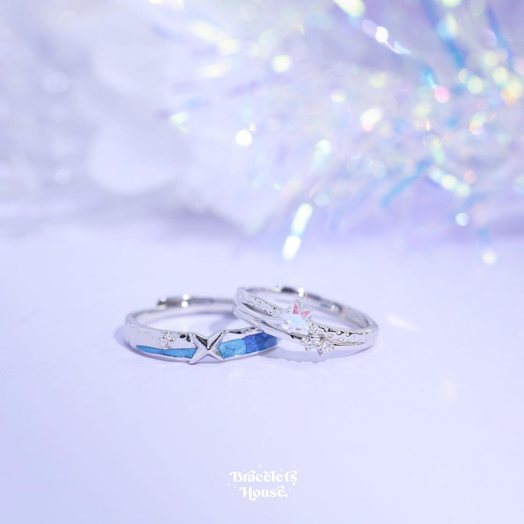 แหวนคู่เงินแท้ Sparkle Star  ส่งฟรี EMS !