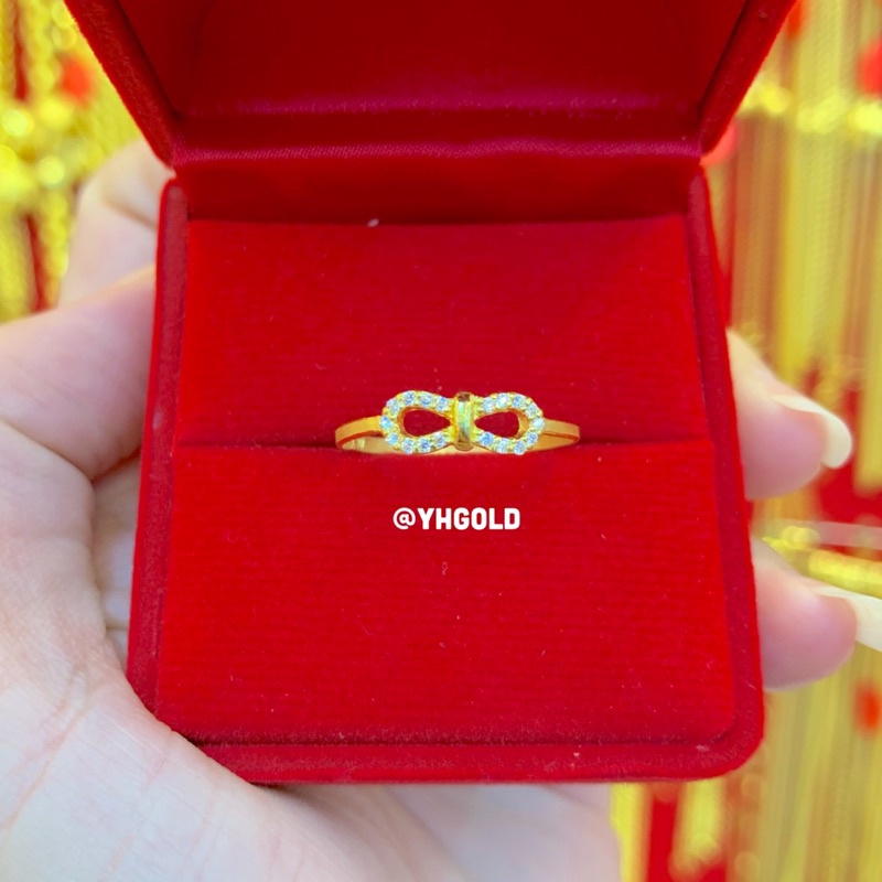 แหวนทอง1กรัม Yonghenggold  ♾ฝังเพชรสวิส ทองคำแท้96.5%