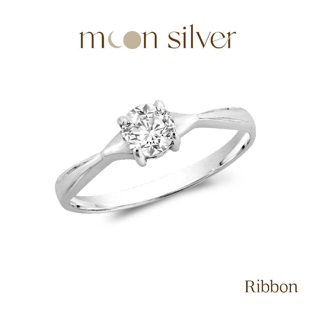 แหวนเงินแท้ 925 รุ่น Ribbon ฝังเพชร CZ เกรด AAA (ถ้าไม่มีไซส์ กดไซส์ใกล้เคียงแล้ว Note แจ้งได้เลยครับ)