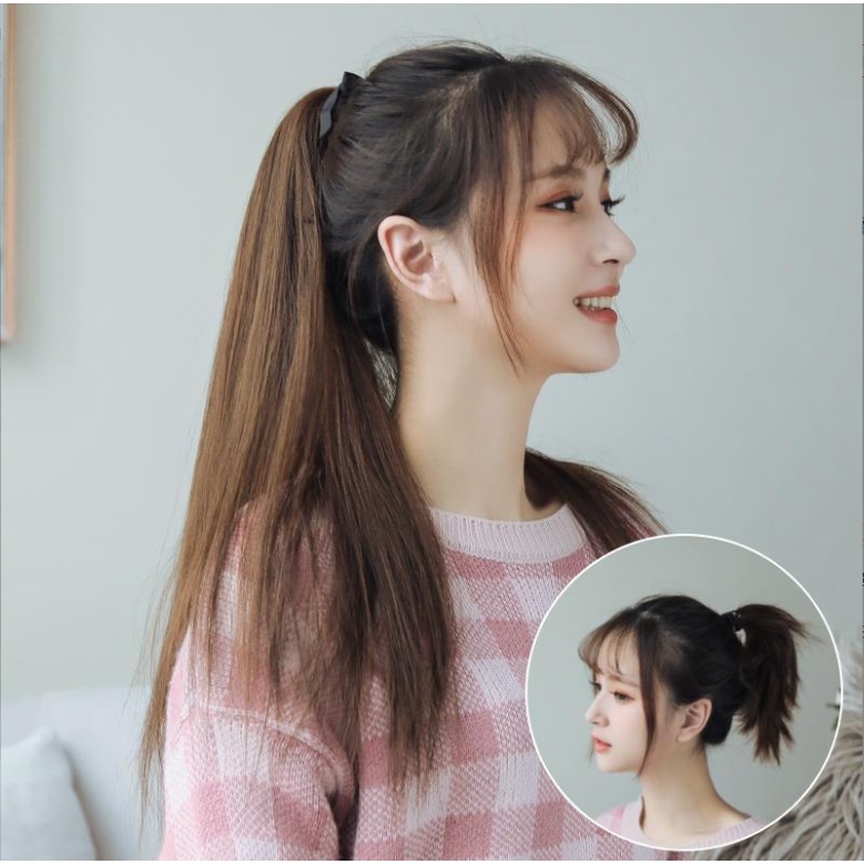 แฮร์พีชผมตรงแบบผูก ผมตรง วิกผมตรง ยาว45/55/65 ซม. ผมนิ่ม ไม่เงา ใส่ง่าย