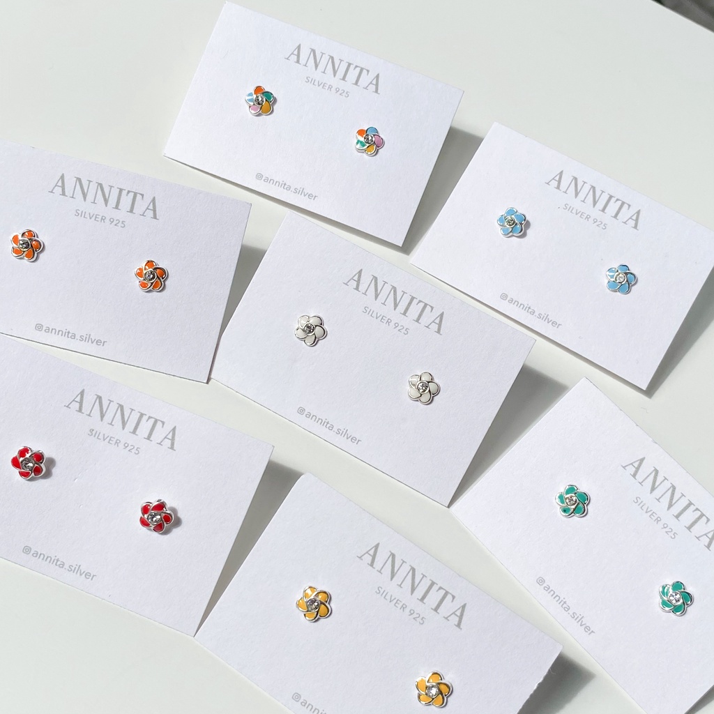 โค้ด 3F875 ลด 45.- // flower earrings / ต่างหูเงินแท้925 ต่างหูดอกไม้เงินแท้  / sterling silver สินค้าพร้อมส