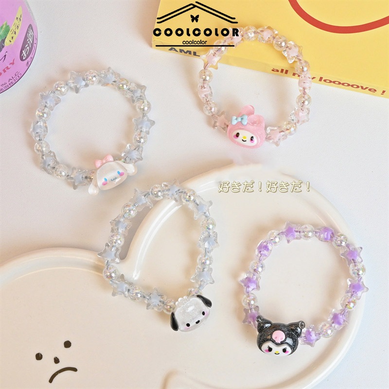 ในไทย สร้อยข้อมือคู่Sanrio Kuromi Melody คริสตัลน่ารักรูปดาวห้าแฉกแฟชั่นสไตล์เกาหลีสําหรับผู้หญิง.COD