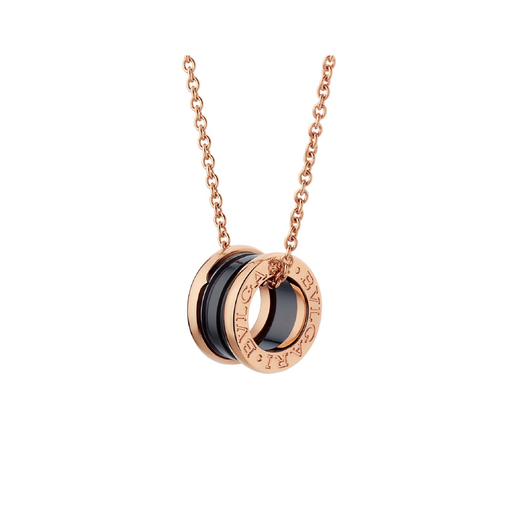 ใหม่ B.zero1 สร้อยคอ พร้อมจี้เซรามิค สีโรสโกลด์ 18 Kt พร้อมจี้ สีดํา 2022