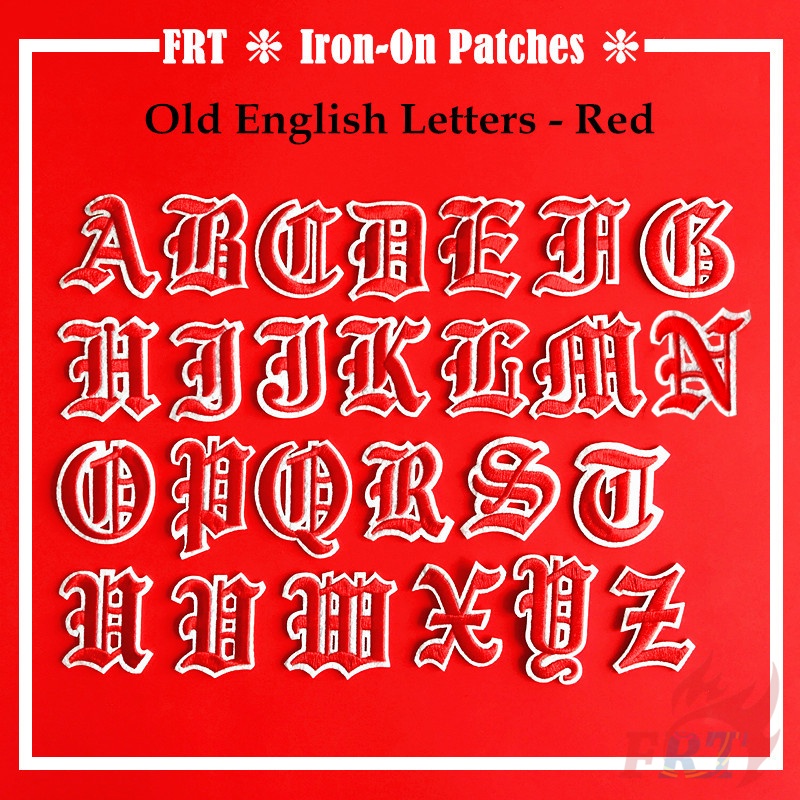 ☸ Old English Letters - Red Iron-on Patch ☸ 1Pc Diy Sew on Iron on Badges Patches