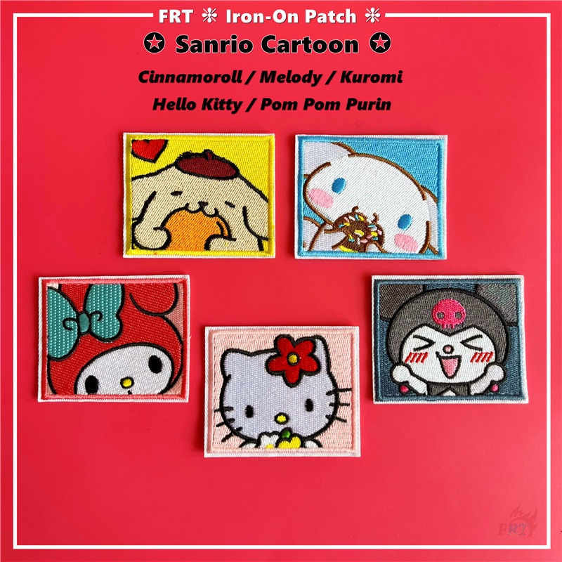 ☸ แผ่นแพทช์รีด ลายการ์ตูน Cinnamoroll Melody Kuromi Hello Kitty Pom Pom Purin ☸ แผ่นแพทช์รีดติดเสื้อ DIY (6.8 ซม. * 5.7 ซม.) 1 ชิ้น