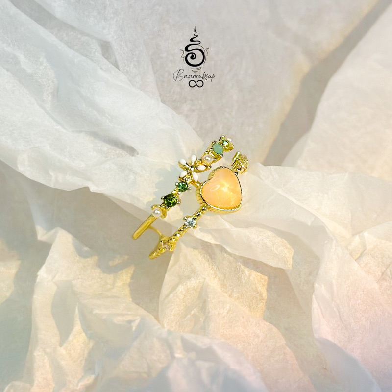 ✨ผ่านพิธี✨แหวน14k แหวนมูขอพรการเงิน แหวนหิน moonstone