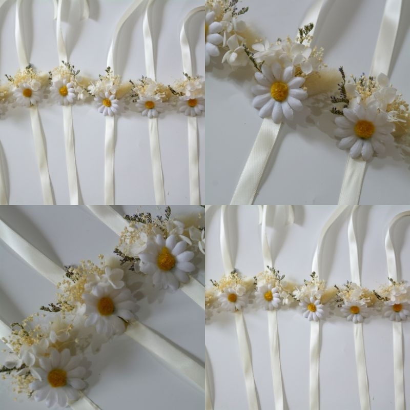 ✨พร้อมส่ง✨•ข้อมือเพื่อนเจ้าสาว•Daisylove สายริบบิ้นสีขาวโทนละมุน