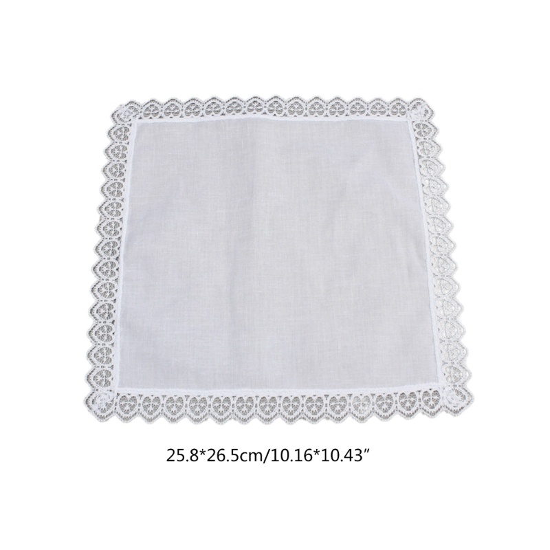 ✿ ผ้าเช็ดหน้า แต่งขอบลูกไม้ แบบพกพา ซักทําความสะอาดได้ DIY สําหรับผู้หญิง