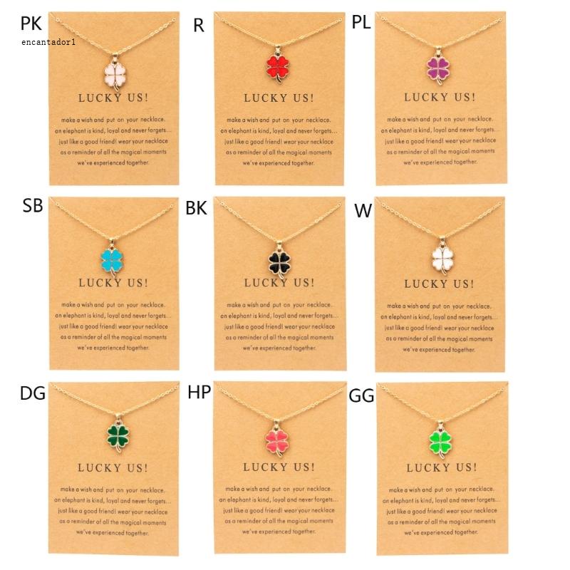 ✿ สร้อยคอ จี้ใบโคลเวอร์ สี่แฉก สีเขียว นําโชค สําหรับผู้หญิง วัยรุ่น เด็กผู้หญิง
