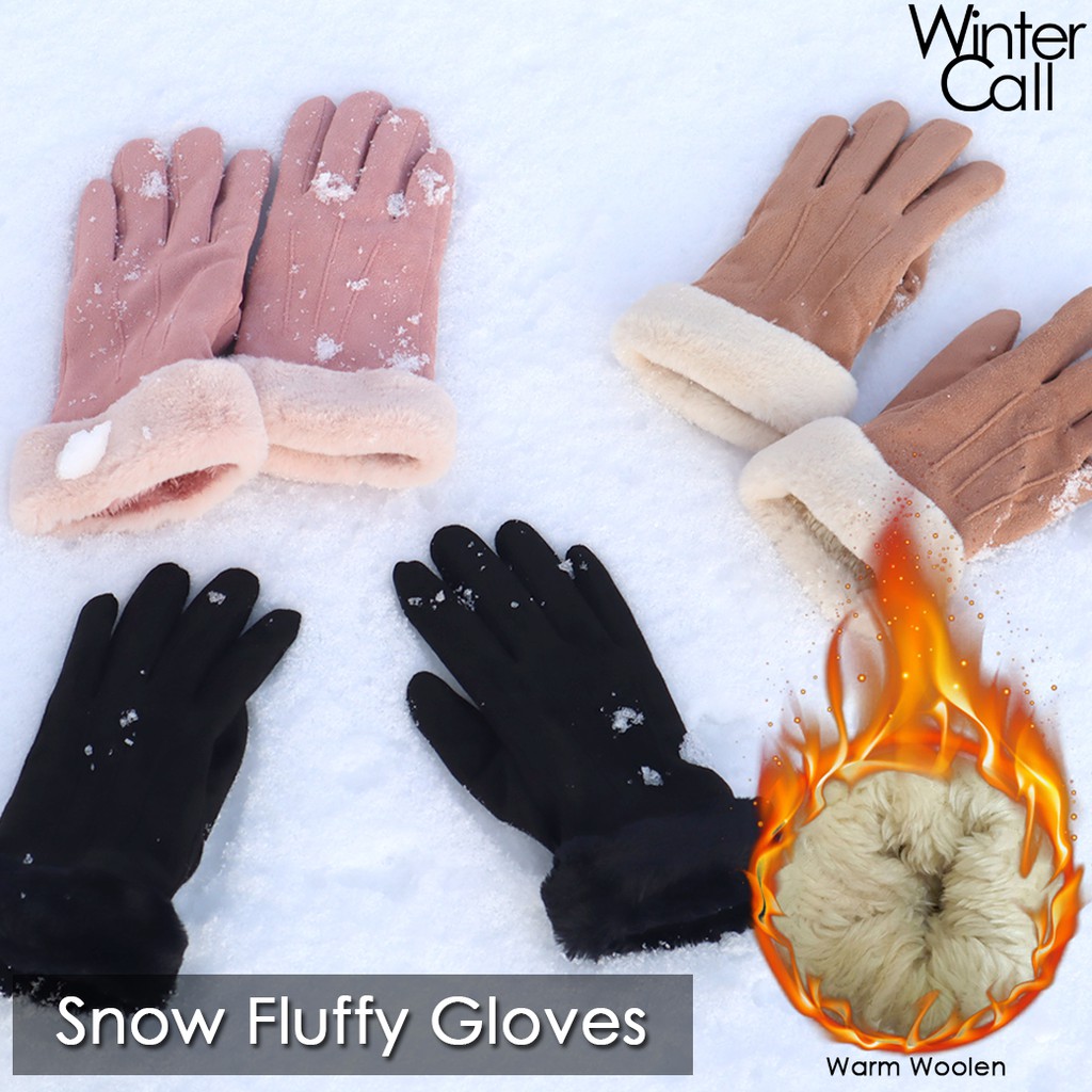 ⭐⭐⭐⭐⭐ ถุงมือกันหนาว Winter Call Touch Screen มือถือได้ ลุยหิมะบุขนด้านใน หนังกลับรุ่น GL1801-Snowfluffy มี 3 สี