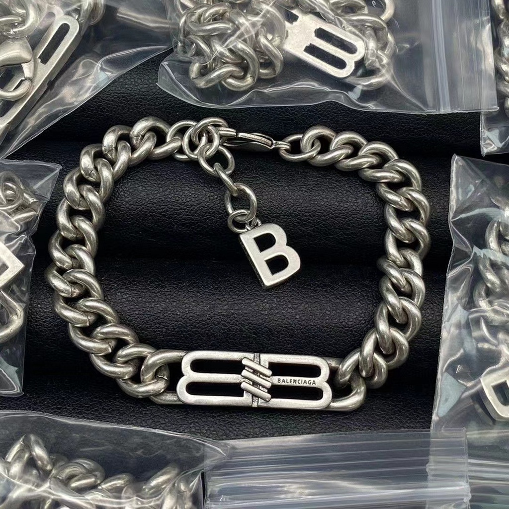 【 B-home-alenciaga 】สร้อยข้อมือเหล็ก พิมพ์ลาย สําหรับผู้ชาย และผู้หญิง 10284