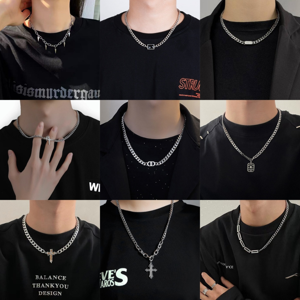 【AnnaHouse】สร้อยคอโซ่สเตนเลส จี้นกหวีด แหวนไม้กางเขนพระเยซู สีเงิน สําหรับผู้ชาย และผู้หญิง 001