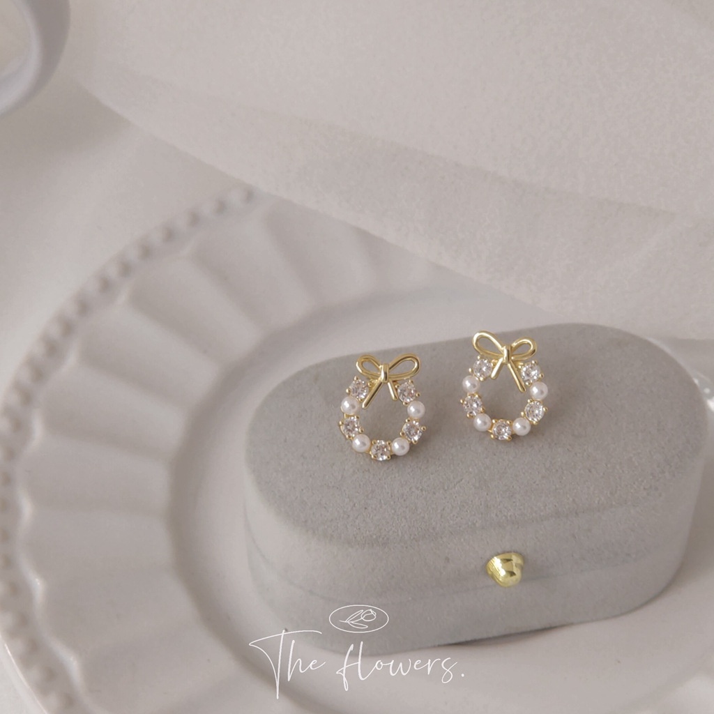 【JIHE】ต่างหูสตั๊ด ประดับโบว์มุก หรูหรา เครื่องประดับแฟชั่น เทรนด์ใหม่ ระดับไฮเอนด์