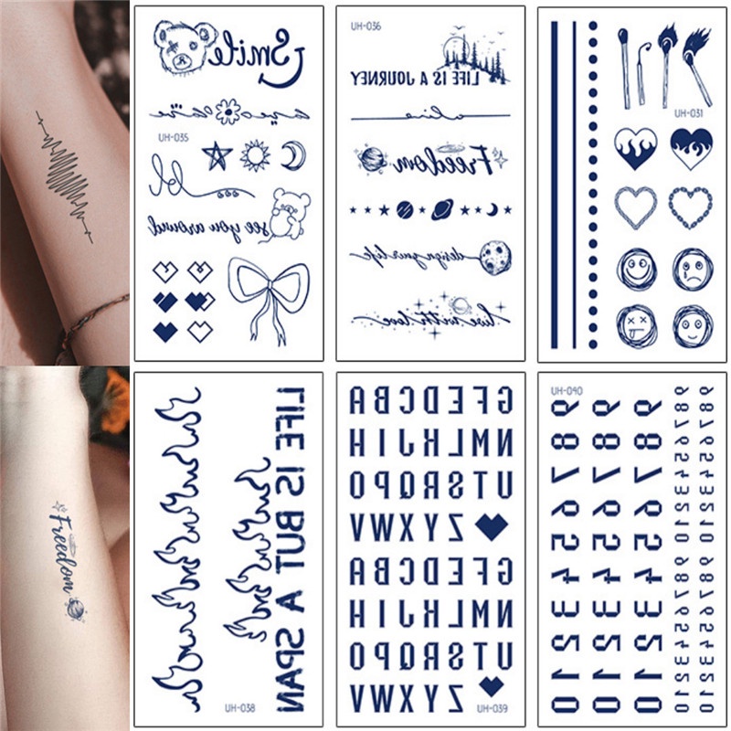 【Magic Tattoo】ใหม่ สติกเกอร์รอยสักชั่วคราว ลายตัวอักษร ตัวเลข กึ่งถาวร ติดทนนาน 2 สัปดาห์