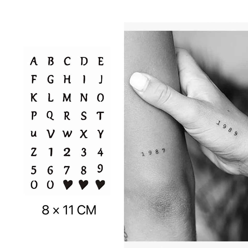 【Mars Tattoo】ใหม่ สติกเกอร์รอยสักชั่วคราว กึ่งถาวร ลายตัวอักษร ตัวเลข 2 สัปดาห์ ติดทนนาน X009