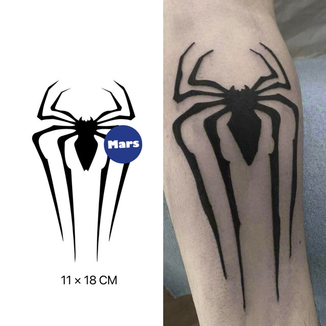 【Mars Tattoo】ใหม่ สติกเกอร์รอยสักชั่วคราว ลายแมงมุม กึ่งถาวร ติดทนนาน 2 สัปดาห์ D241