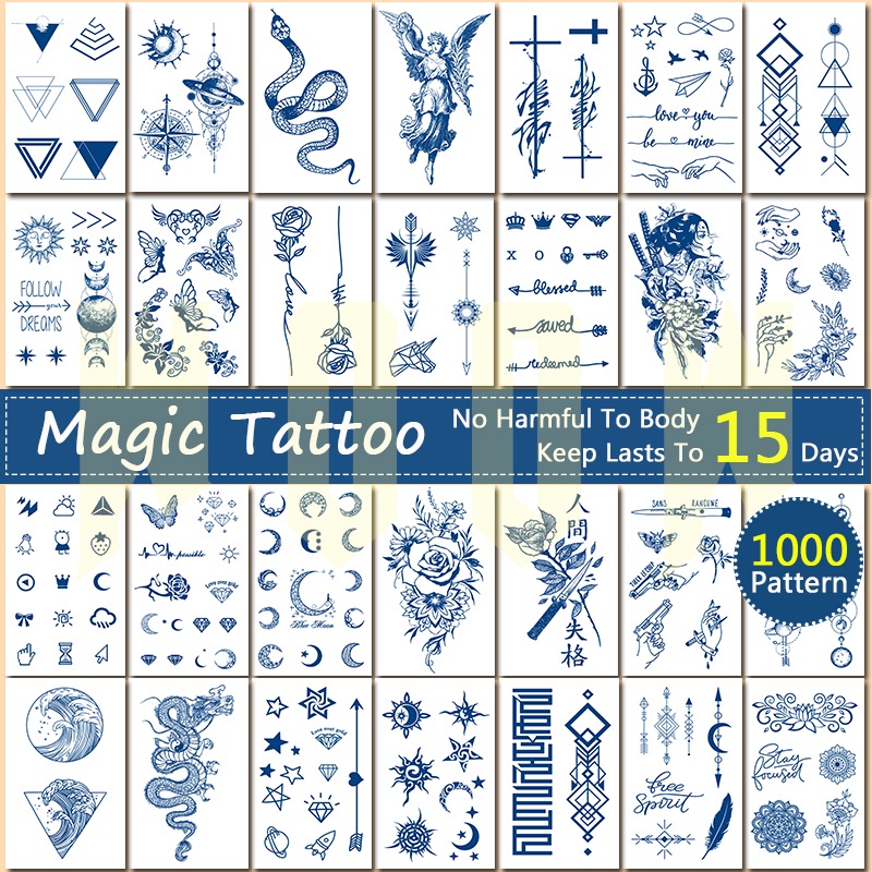 【WOOW MAGIC TATTOO】สติกเกอร์รอยสักชั่วคราว กันน้ํา ติดทนนาน 15 วัน