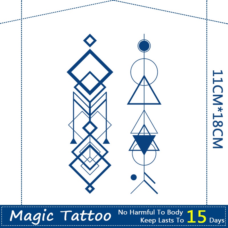 【WOOW】สติกเกอร์รอยสักชั่วคราว ลายหลายเหลี่ยม กันน้ํา 15 วัน