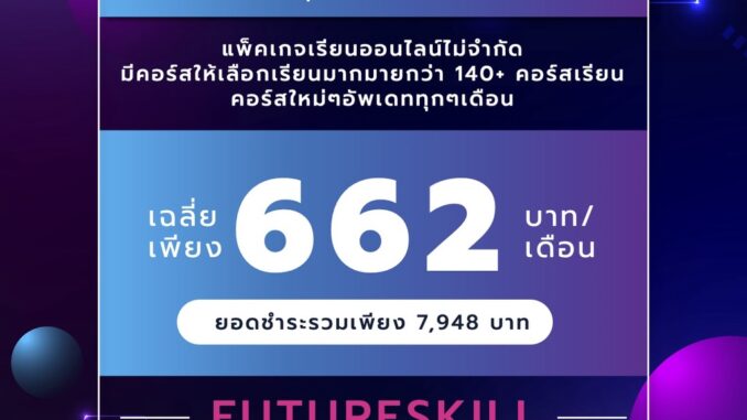 FutureSkill คอร์สเรียนออนไลน์ | 1 Year Plan เรียนได้ทุกคอร์สไม่จำกัด 1 ปี [แถมเวลาเรียนเพิ่ม 8 เดือน เฉพาะ 4-9 เมษานี้]