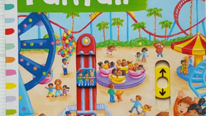 Busy Fun fair (push pull slide board book)  ของใหม่ของแท้นำเข้าจากประเทศอังกฤษ