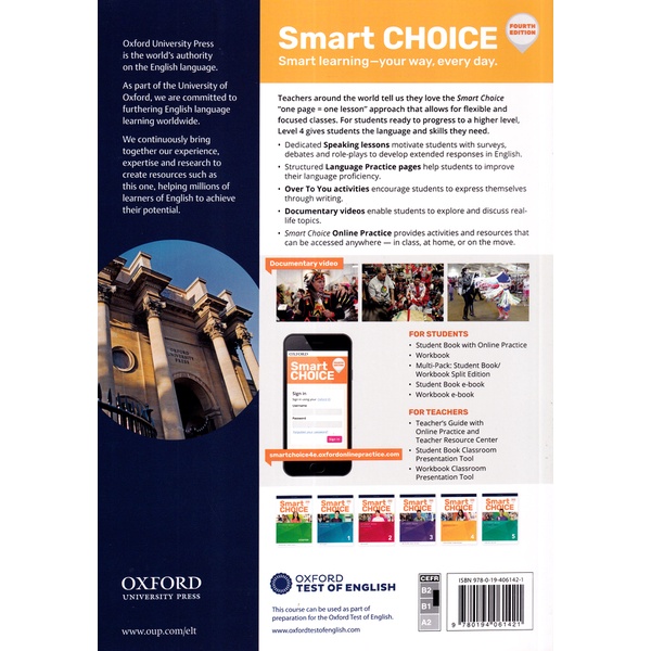 Bundanjai (หนังสือเรียนภาษาอังกฤษ Oxford) Smart Choice 4th ED 4 Multi-Pack B : Student Book+Workbook (P)