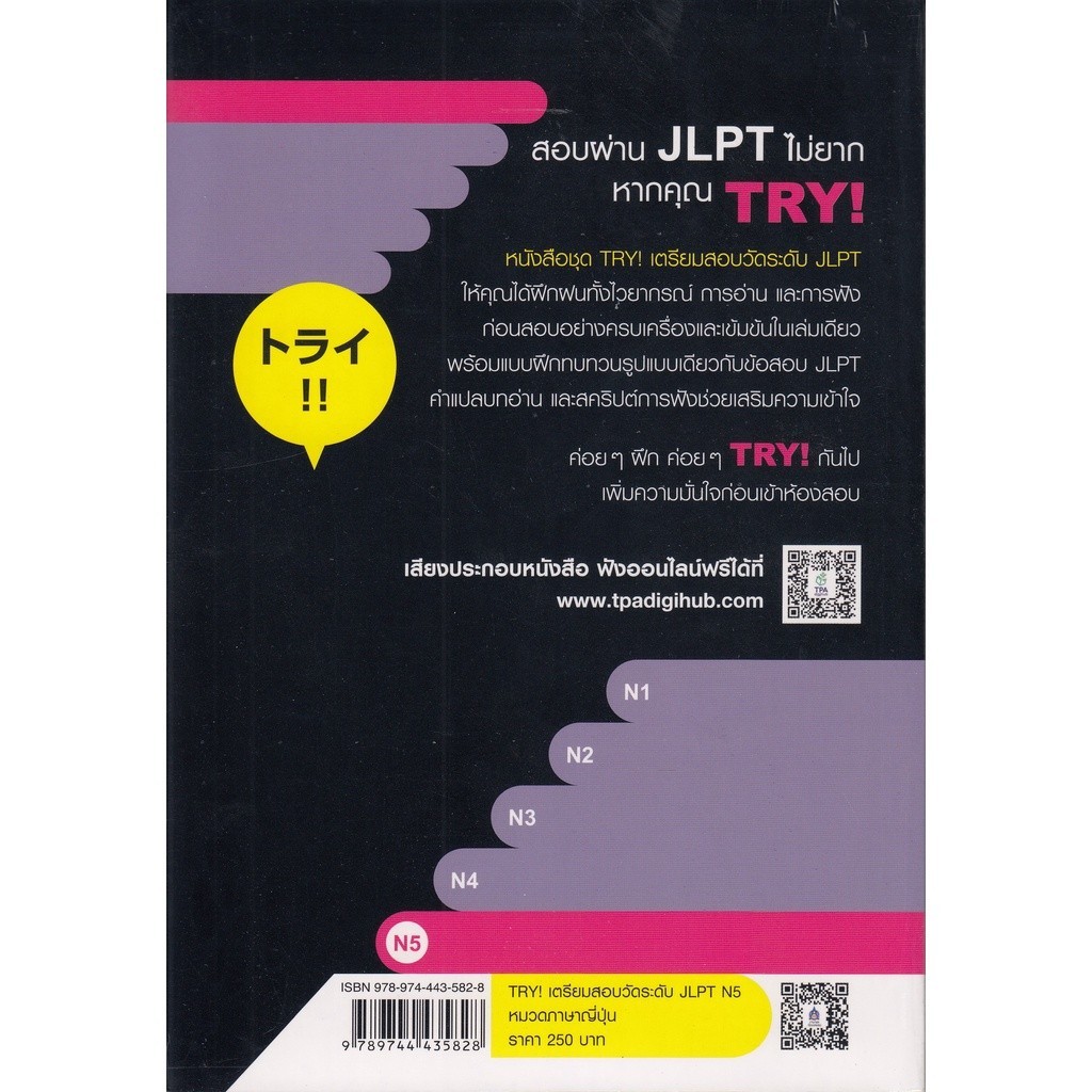 DKTODAY หนังสือ TRY! เตรียมสอบวัดระดับ JLPT N5 ฉบับ Audio Streaming