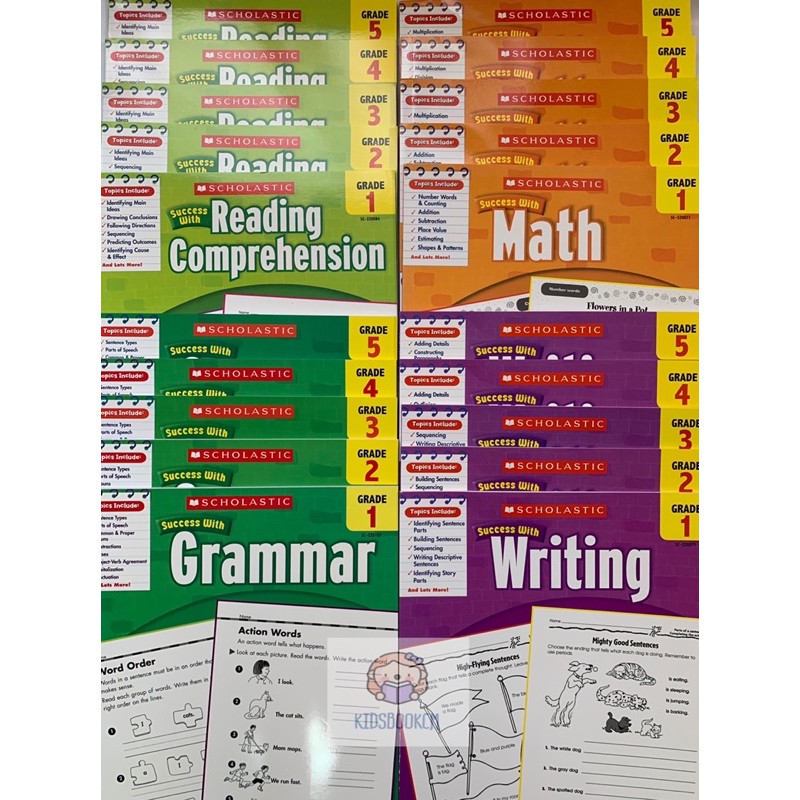 SCHOLASTIC Scholastic Success With Math/Grammar/Writing/Reading Comprehension Grade 1-5 สมุดออกกําลังกายภาษาอังกฤษ