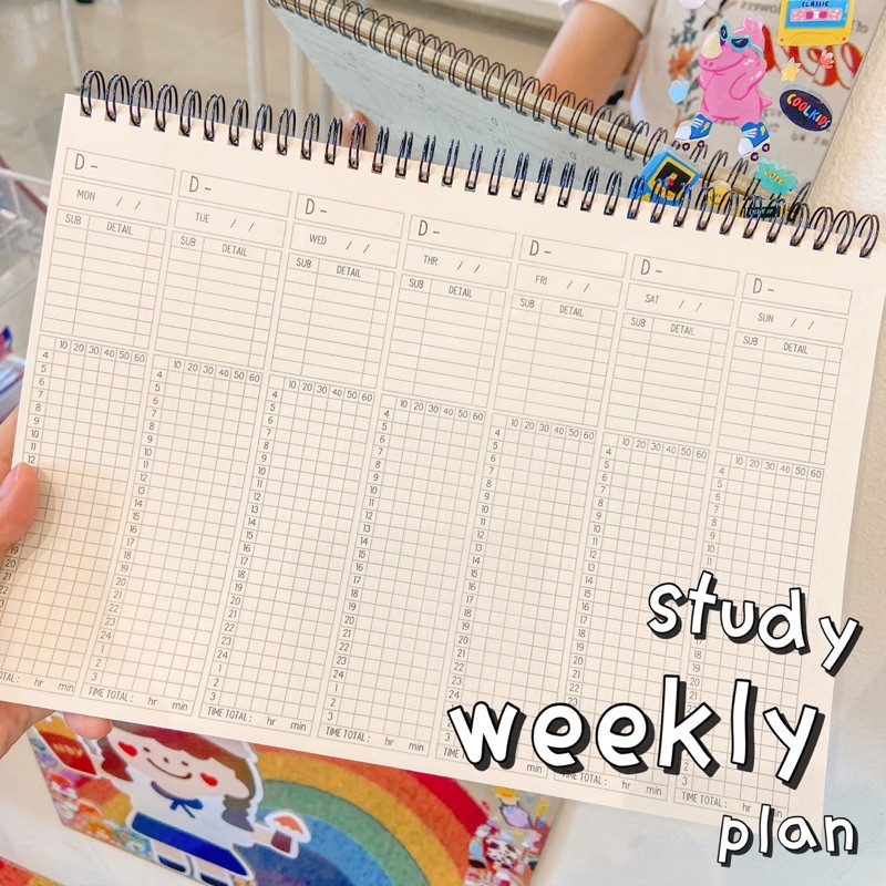 study weekly planner ใช้ได้นาน 1 ปี+