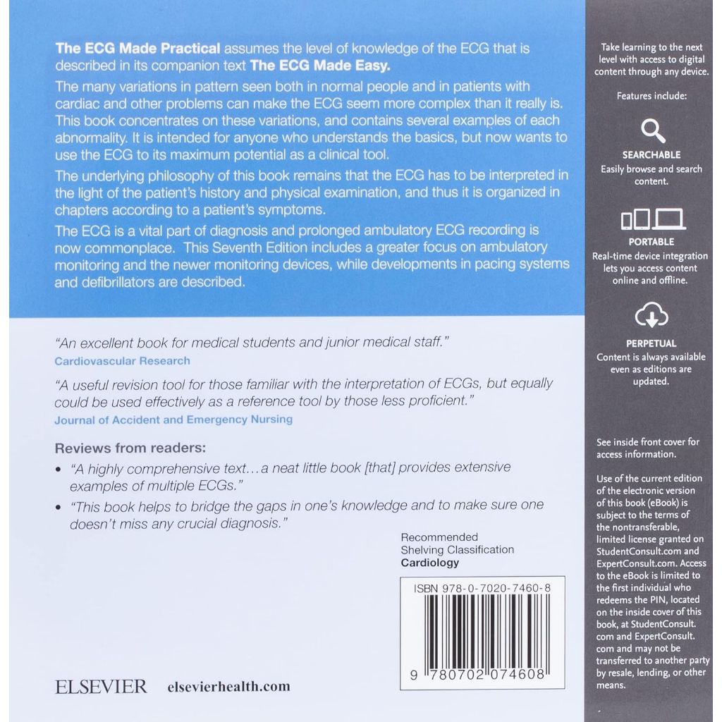 หนังสือ The ECG Made Practical คลื่นไฟฟ้าหัวใจ the made easy ekg electrocardiography ezy card plearn โรคหัวใจ cardiology