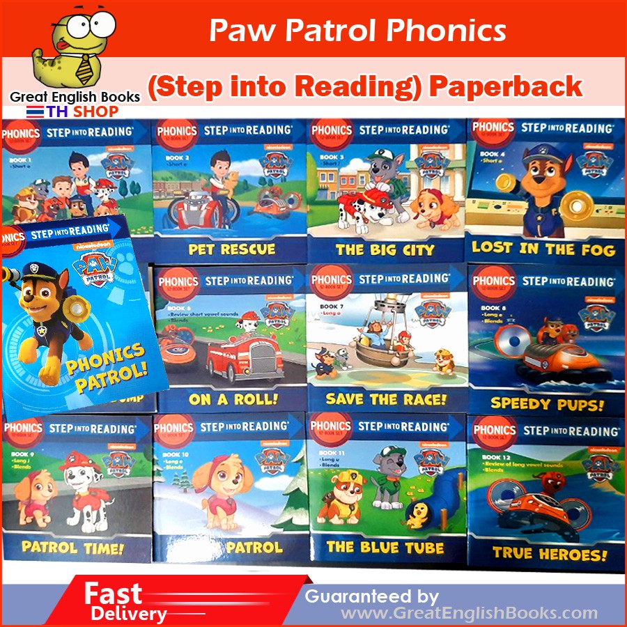 (ใช้โค้ดรับcoinคืน10%ได้)  *กล่องตำหนิ* หนังสือหัดอ่านภาษาอังกฤษเล่มเล็ก PAW PATROL Phonics Collection 12 NEW Books