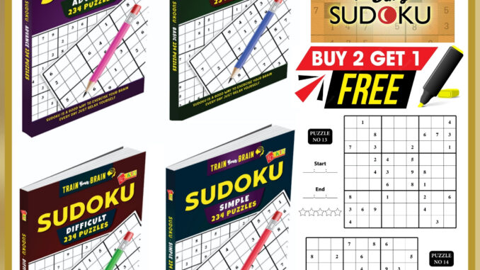 หนังสือเกมปริศนา Sudoku Train Your Brain 234 Buku Sudoku สําหรับเด็ก