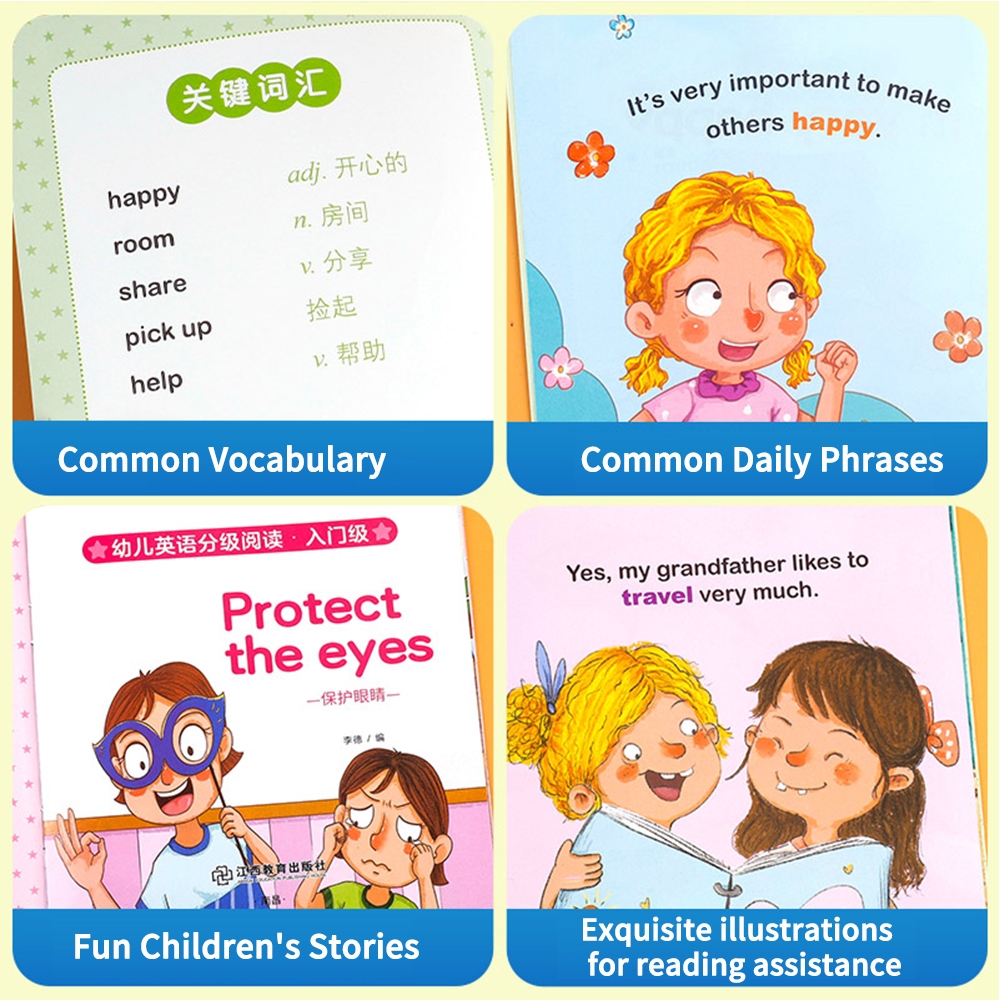 60Books Kids Early Reading Story Books Full Color Coated Paper Bedtime learning books for kids