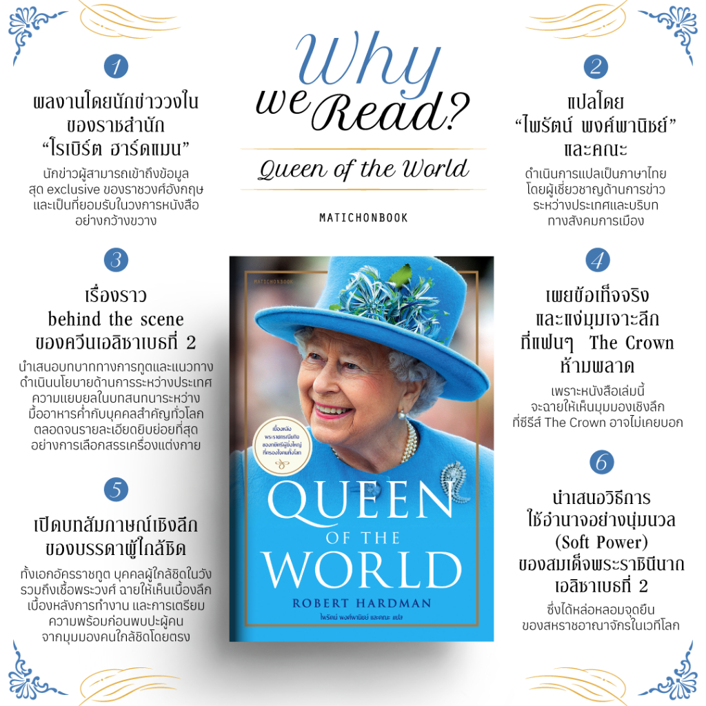 สำนักพิมพ์ มติชน หนังสือ เรื่อง Queen of the World พระราชประวัติของสมเด็จพระราชินีนาถเอลิซาเบธที่ 2