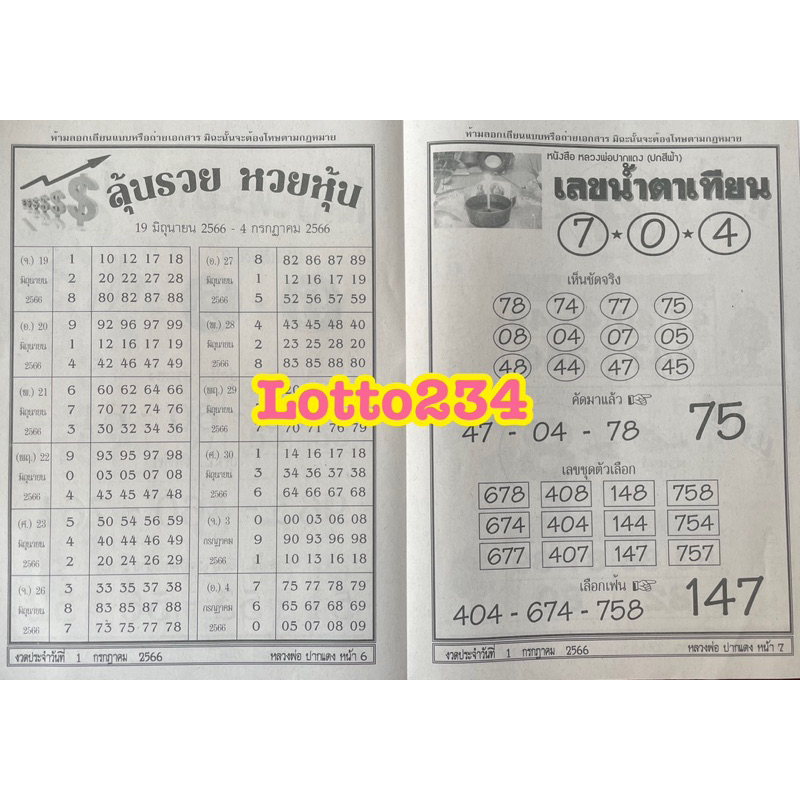 หลวงพ่อปากแดง เลขน้ำตาเทียน รายงวด งวดใหม่ หนังสือหวย ล็อตเตอรี่ เลขดัง เลขเด็ด