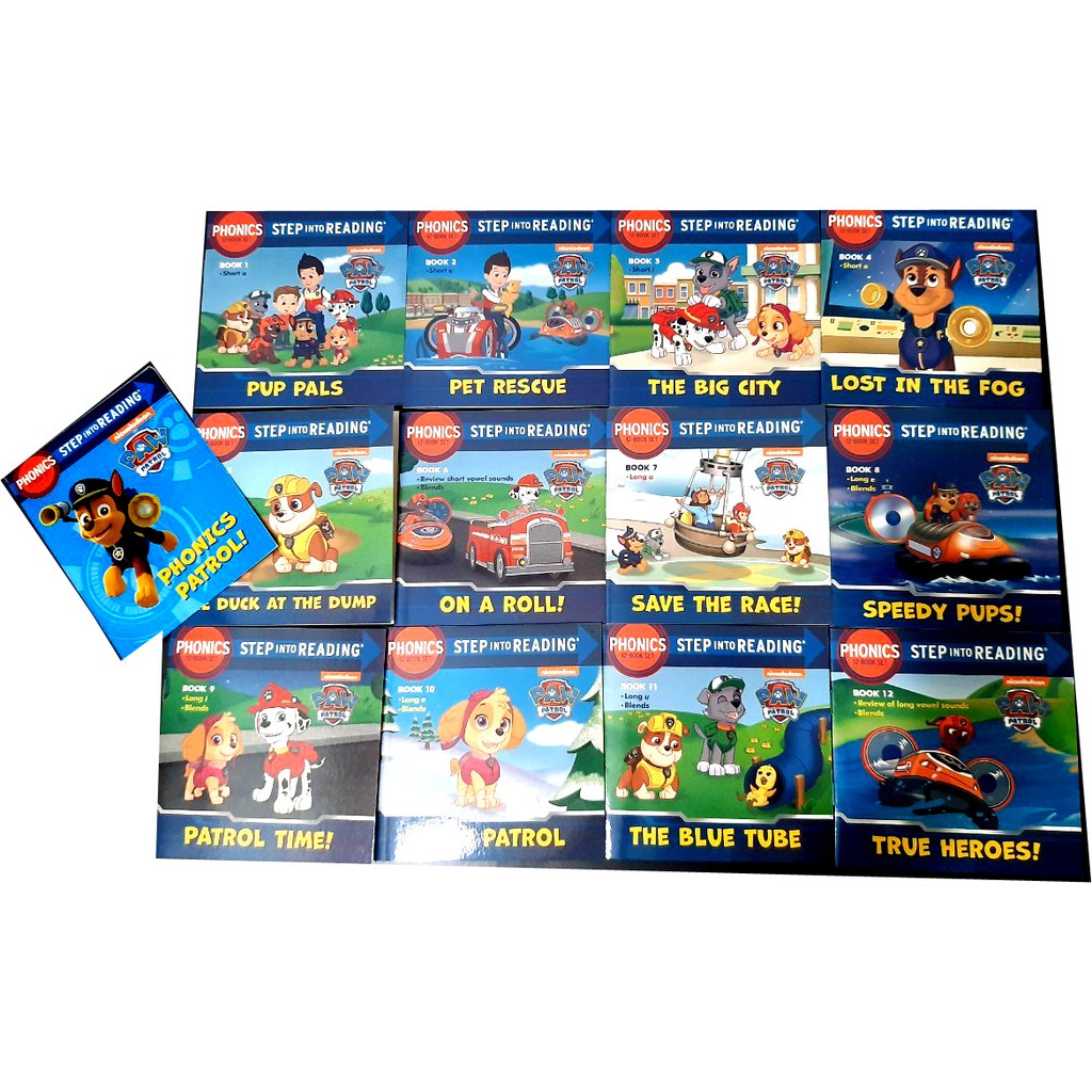 (ใช้โค้ดรับcoinคืน10%ได้)  *กล่องตำหนิ* หนังสือหัดอ่านภาษาอังกฤษเล่มเล็ก PAW PATROL Phonics Collection 12 NEW Books