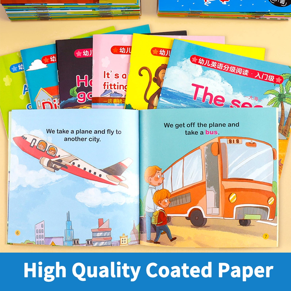 60Books Kids Early Reading Story Books Full Color Coated Paper Bedtime learning books for kids