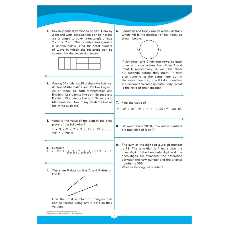 Global Education หนังสือแบบฝึกหัดคณิตศาตร์ภาอังกฤษโอลิมปิกป.6  Mathematical Olympiad Training Book Level 6