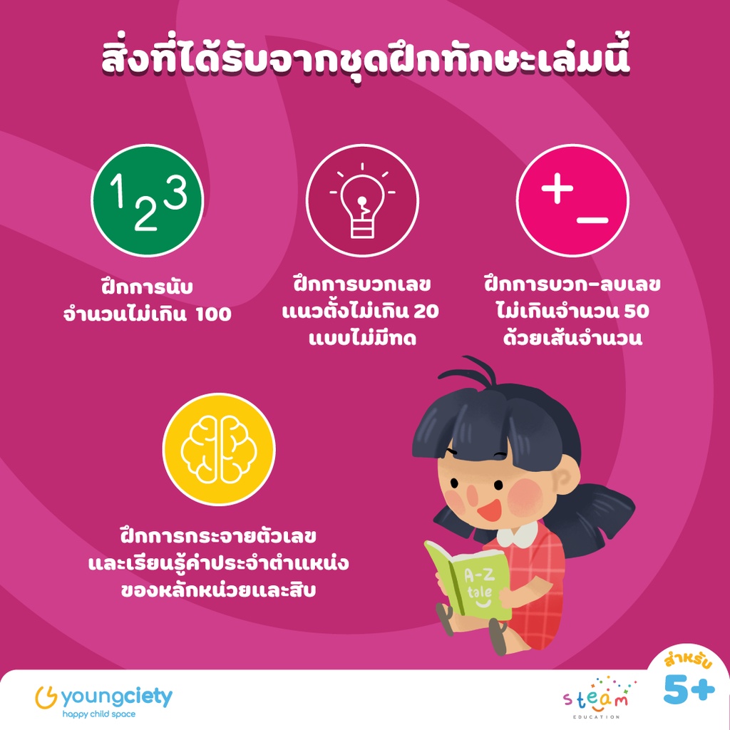 คณิต คิดส์ สนุก เล่ม 8 : คล่องบวกลบหลักสิบ  ระดับอายุ  5+ ขึ้นไป