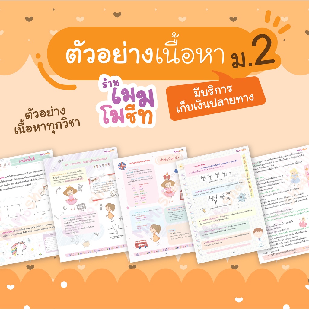 ชีทสรุปวิชาพื้นฐาน ม.2 (แบบแยกวิชา)