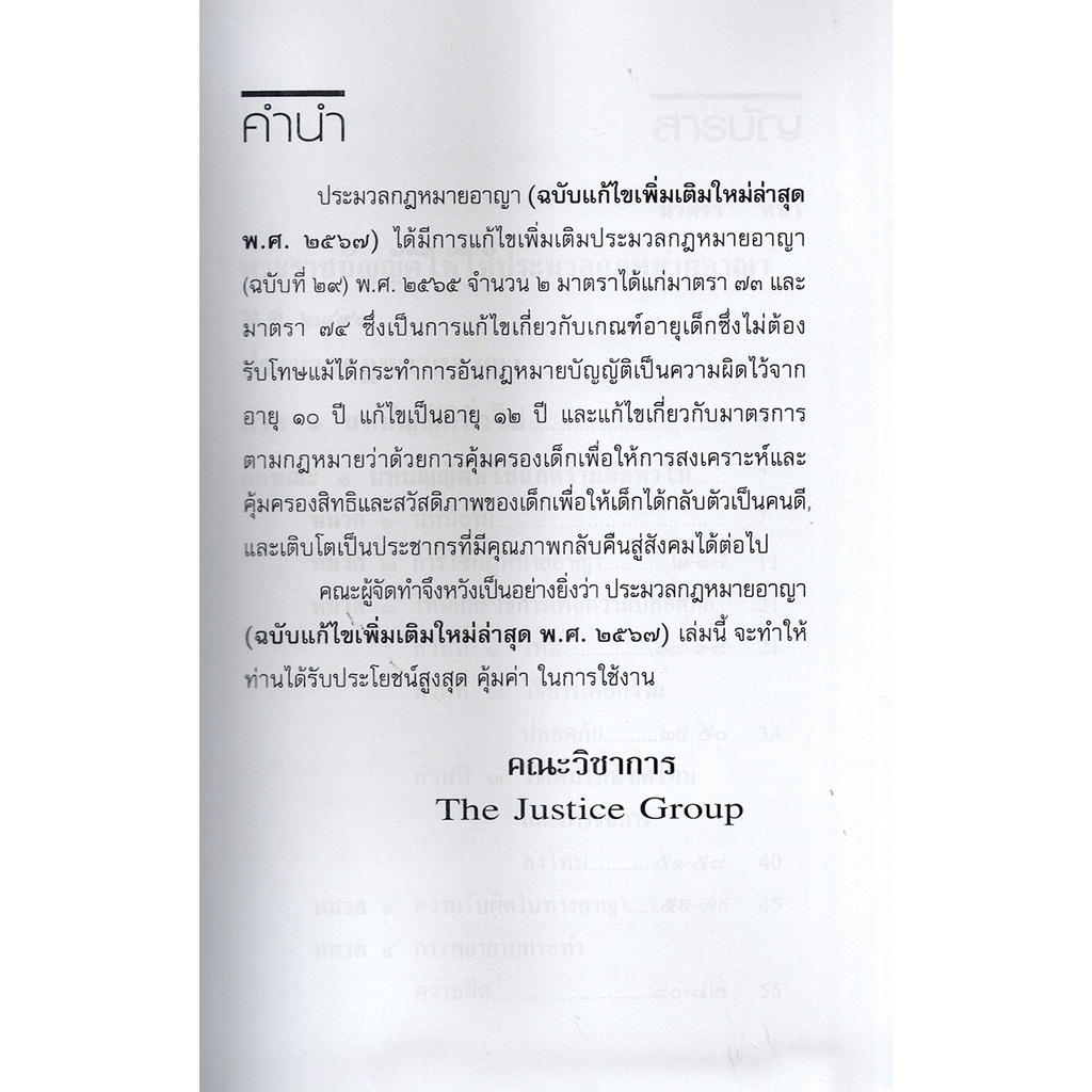 (แถมปกใส) ประมวลกฎหมายอาญา ล่าสุดปี 2567 พร้อมพ.ร.บ.คุมประพฤติ ปี 2559 The Justice Group TBK0609 sheetandbook