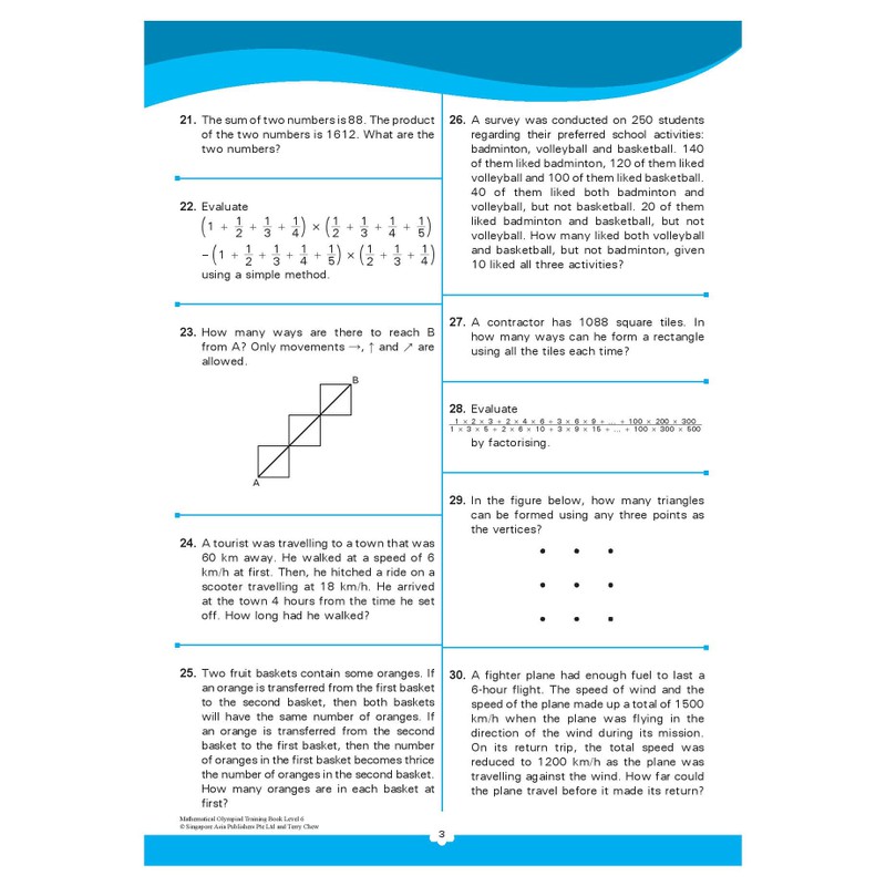 Global Education หนังสือแบบฝึกหัดคณิตศาตร์ภาอังกฤษโอลิมปิกป.6  Mathematical Olympiad Training Book Level 6