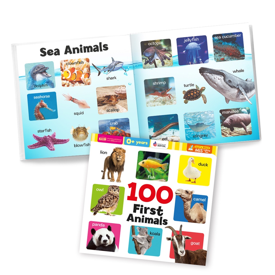 หนังสือบอร์ดบุ๊คกระดาษแข็ง หนังสือ ก ไก่เล่มแรกของหนู My first abc 100 first Animals หนัง