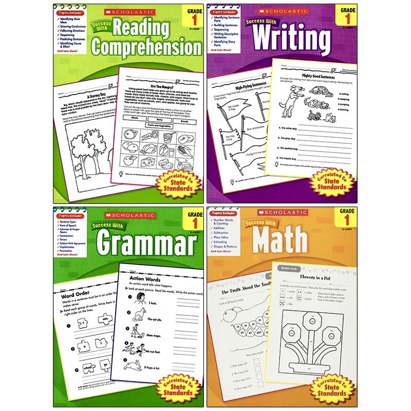 SCHOLASTIC Scholastic Success With Math/Grammar/Writing/Reading Comprehension Grade 1-5 สมุดออกกําลังกายภาษาอังกฤษ