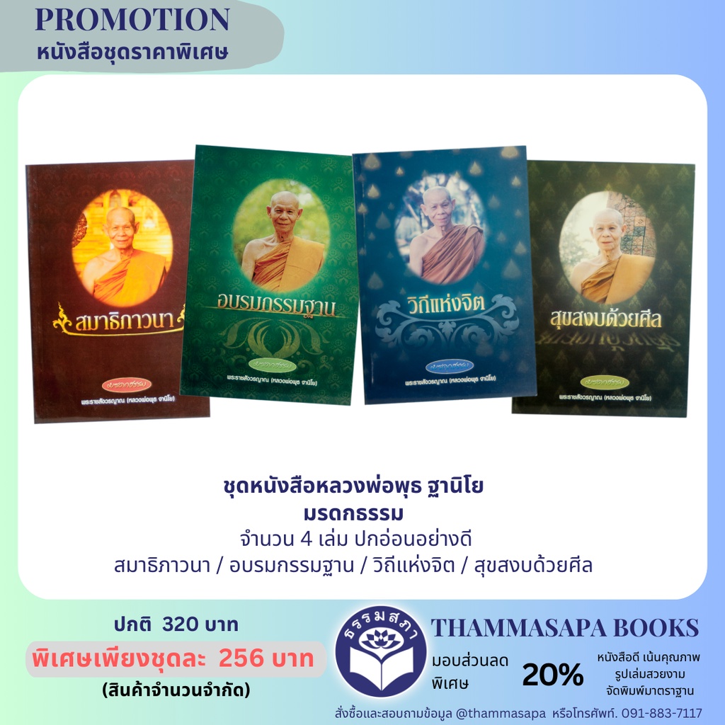 ชุดหนังสือหลวงพ่อพุธ ฐานิโย มรดกธรรม จำนวน 4 เล่ม