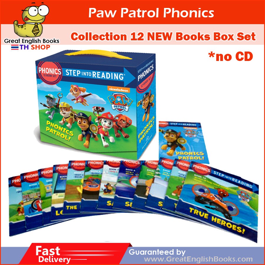 (ใช้โค้ดรับcoinคืน10%ได้)  *กล่องตำหนิ* หนังสือหัดอ่านภาษาอังกฤษเล่มเล็ก PAW PATROL Phonics Collection 12 NEW Books